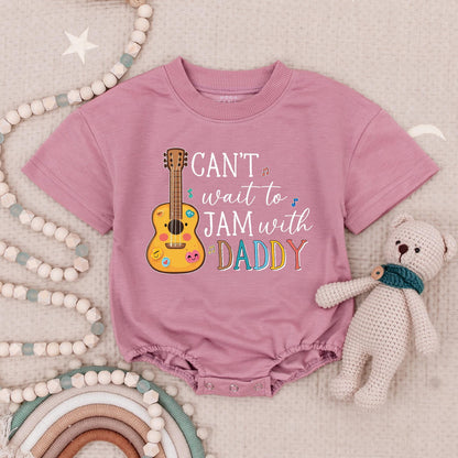 Can't Wait to Jam with Daddy Baby Romper Guitar Music Notes Cute Rainbow Daddy's Music Buddy Infant Bodysuit