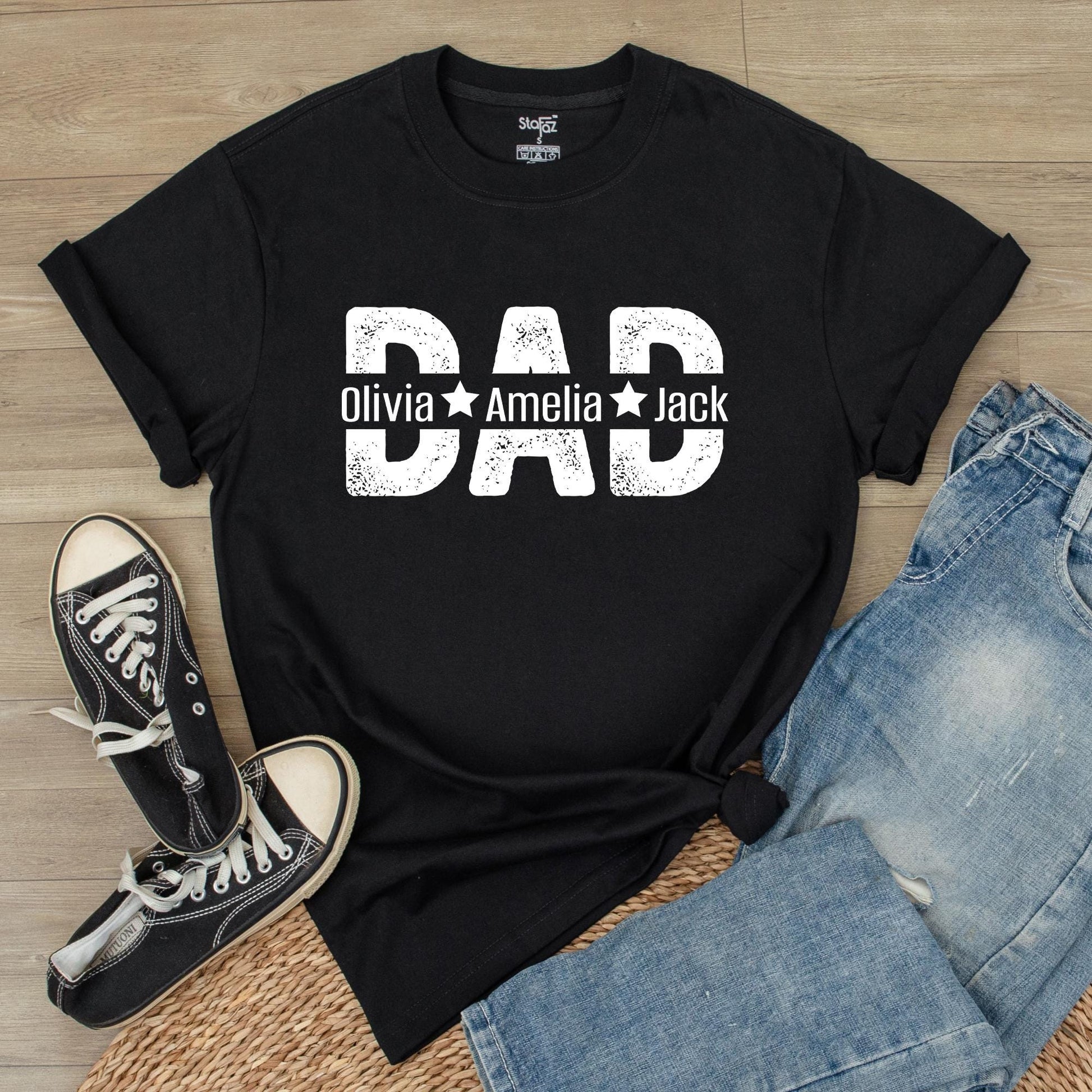 Personalized Dad Est. Shirt with Kids Names Custom Year Father's Day Gift Dad Established T-Shirt Comfortable Cotton