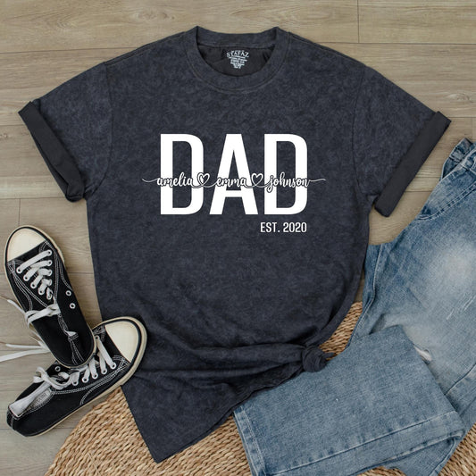 Custom Dad Shirt With Kids Names Personalized Father's Day Gift for New Dad Daddy Tee Comfortable Cotton