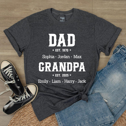 Custom New Grandpa Gift First Dad Now Grandpa Tee Personalized Grandpa Shirt for Husband Husband Gifts