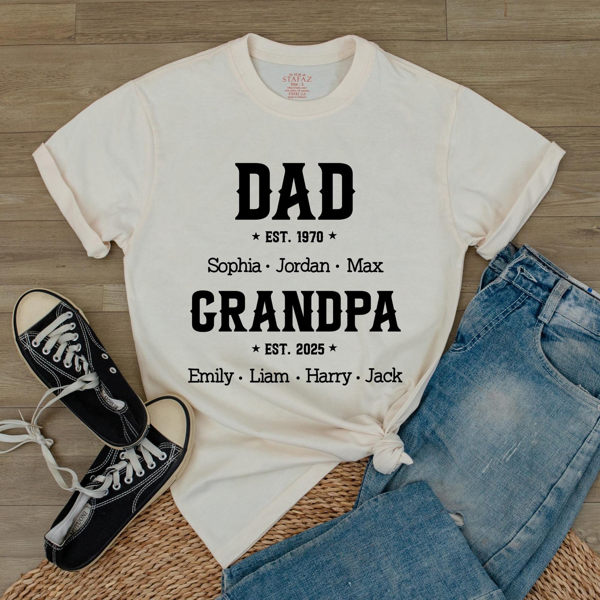 Custom New Grandpa Gift First Dad Now Grandpa Tee Personalized Grandpa Shirt for Husband Husband Gifts