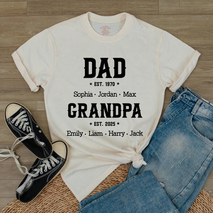 Custom New Grandpa Gift First Dad Now Grandpa Tee Personalized Grandpa Shirt for Husband Husband Gifts