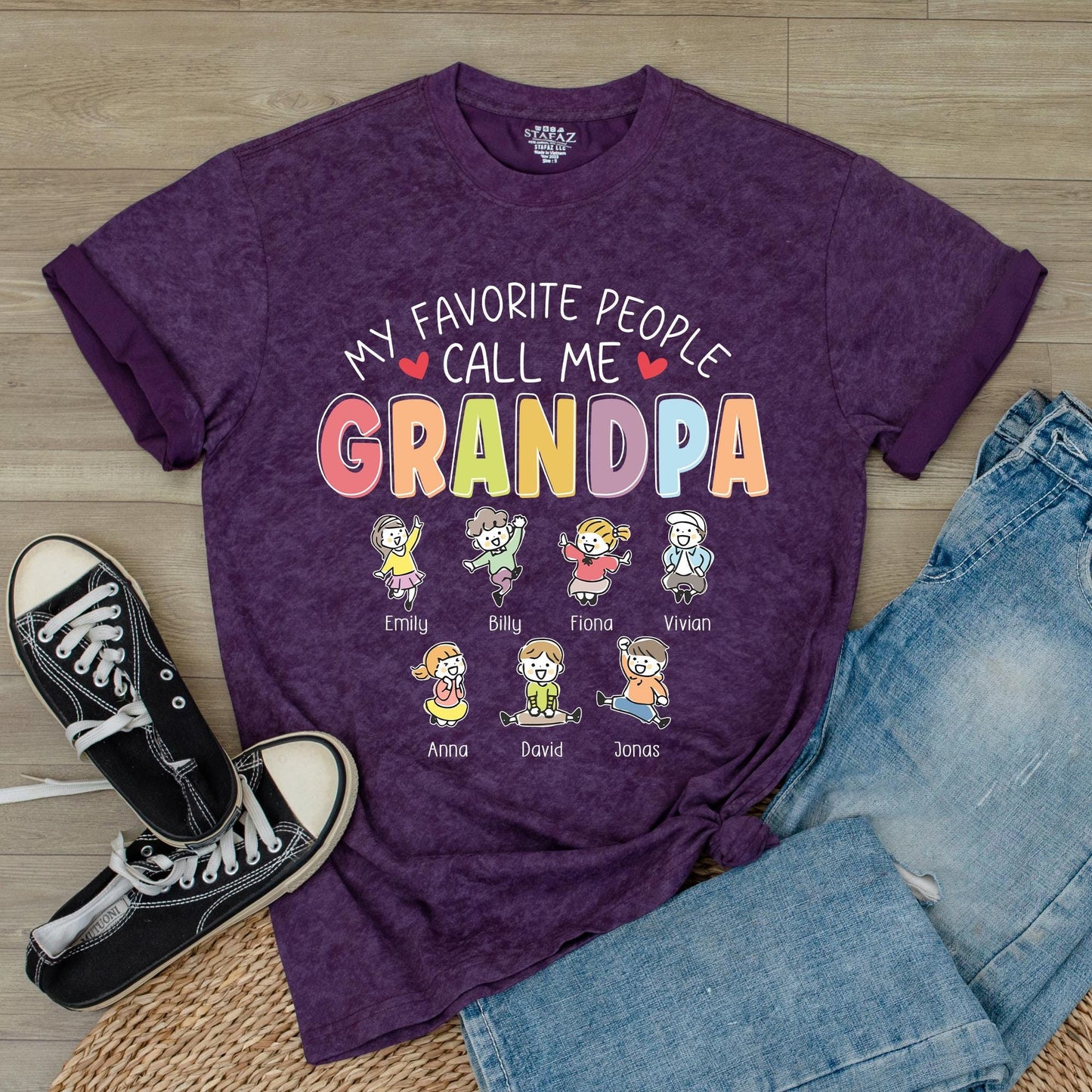 Personalized 'My Favorite People Call Me Grandpa' T-Shirt with Custom Grandkids Names, Heartwarming Father's Day Gift for Grandfathers