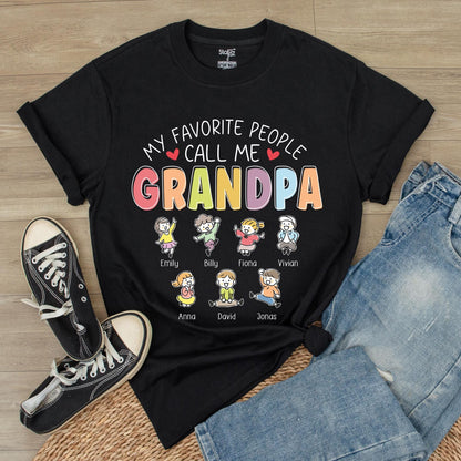 Personalized 'My Favorite People Call Me Grandpa' T-Shirt with Custom Grandkids Names, Heartwarming Father's Day Gift for Grandfathers