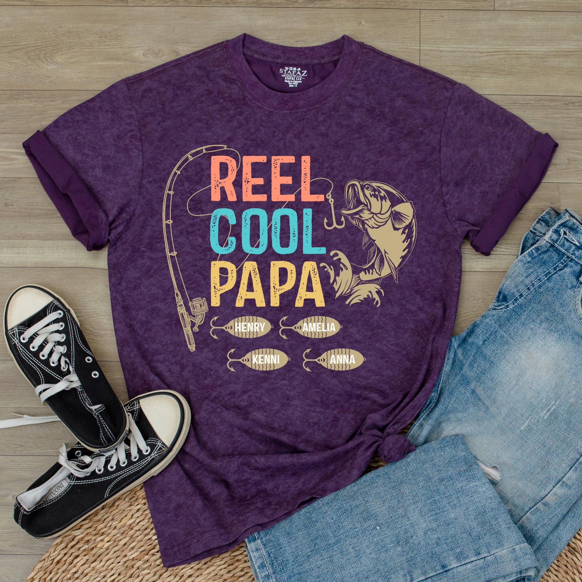 Reel Cool Papa Grandpa Fishing T-Shirt Fishing Lover Grandpa Shirt Gift for Grandpa Papa Gift