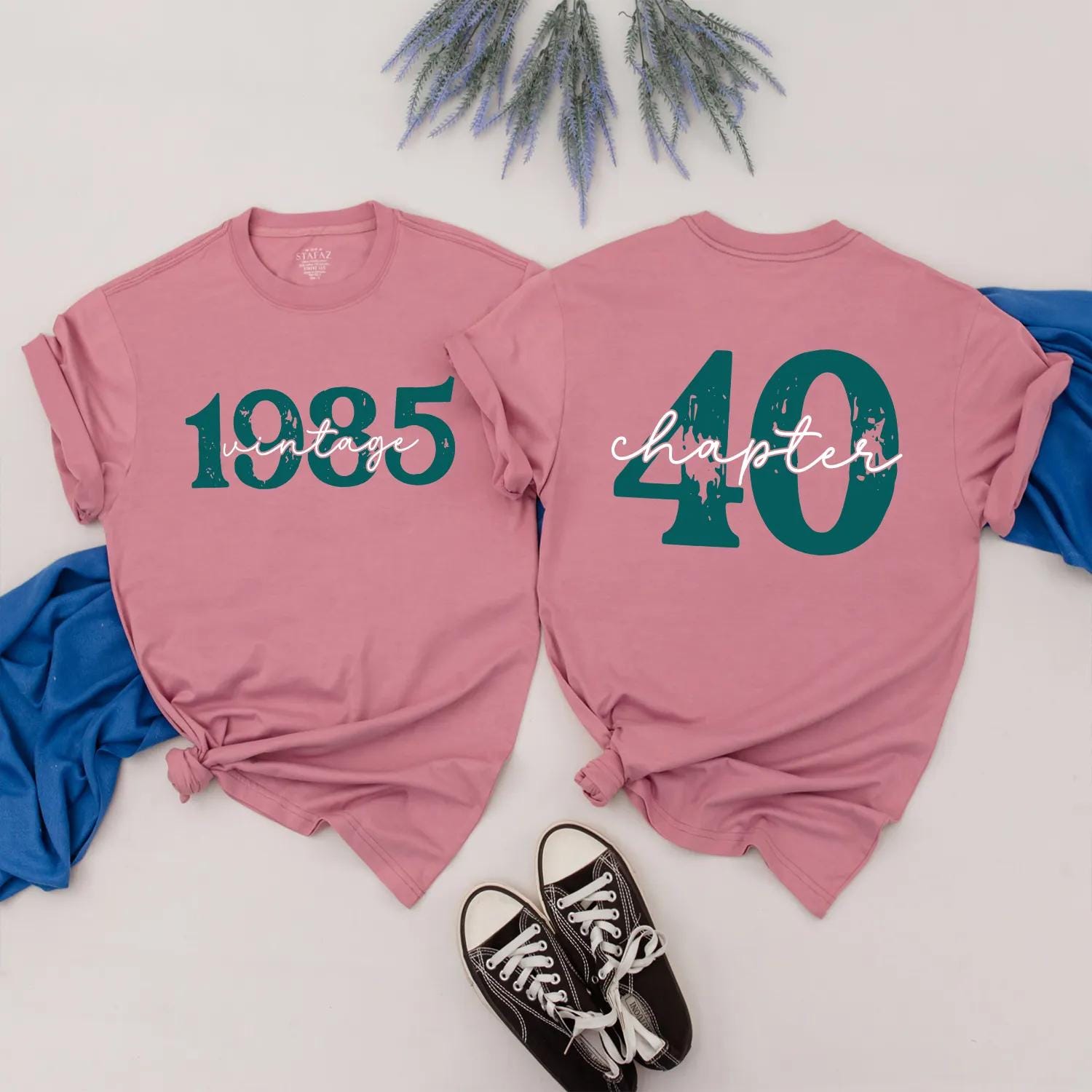 Vintage 1985 Birthday Shirt for Women, Chapter 40 Tee, Retro 40th Gift, Distressed Dark Teal Design, Best Friend Bday, Turning Forty Top (139 chars)