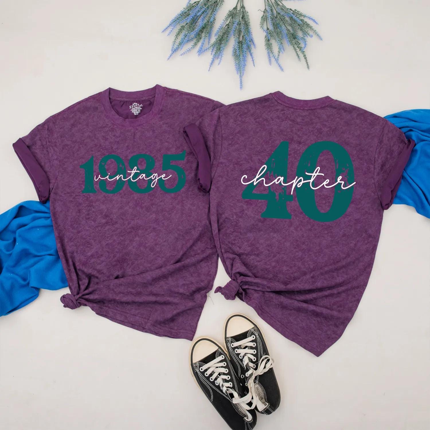 Vintage 1985 Birthday Shirt for Women, Chapter 40 Tee, Retro 40th Gift, Distressed Dark Teal Design, Best Friend Bday, Turning Forty Top (139 chars)