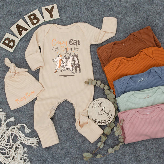 Crazy Cat Mama Baby Coming Home Outfit Personalized Gender Neutral Girl Welcome Home Outfit Baby Shower Gift Hipster Newborn