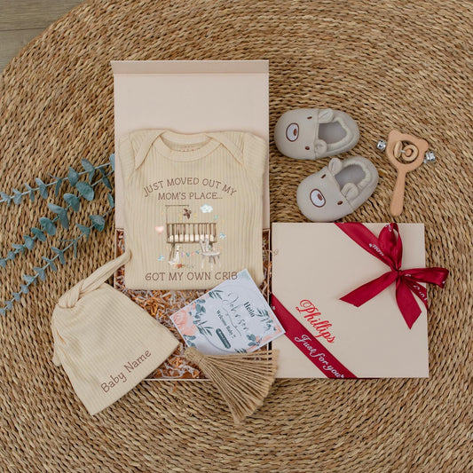 Funny Just Moved Out My Mom's Place Crib Outfit Custom Baby Shower Gift Hipster Newborn Clothes