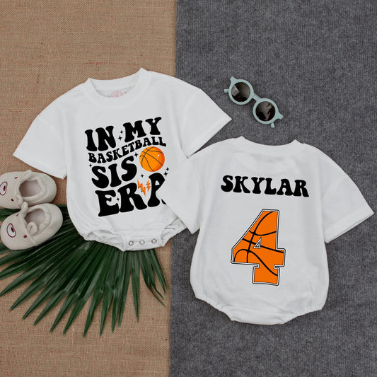 Basketball Sister Era Bubble Romper Game Day Baby Outfit Short Sleeve Newborn Gameday Clothes