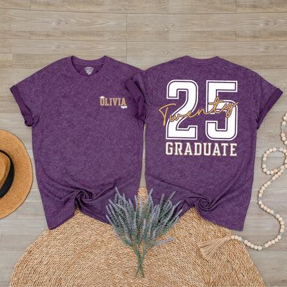 Custom Name Class of 2025 Graduation T-Shirt Personalized Senior Graduate Tee High School College Graduate Gift