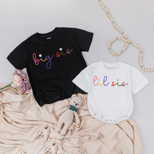 Personalized Matching Sibling Shirts Big Little Sister Toddler Baby Girl Boy Baby Announcement First Birthday Cute Gift Outfits