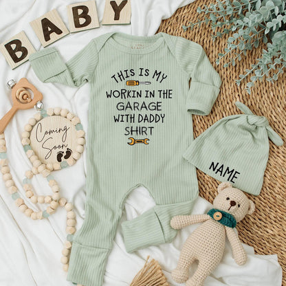 This Is My Workin' in the Garage with Daddy Baby Bodysuit Cute Newborn Outfit Funny Dad Gift Baby Shower Present