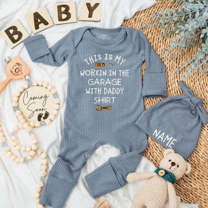 This Is My Workin' in the Garage with Daddy Baby Bodysuit Cute Newborn Outfit Funny Dad Gift Baby Shower Present