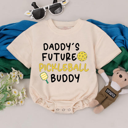 Daddy's Pickleball Buddy Baby Romper, Pickleball Lover Gift for Baby Boy or Girl, Father's Day Outfit, Comfortable Cotton Infant Bodysuit
