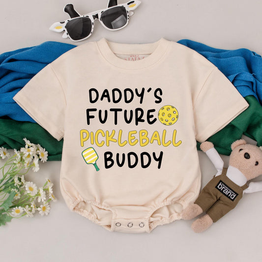 Daddy's Pickleball Buddy Baby Romper, Pickleball Lover Gift for Baby Boy or Girl, Father's Day Outfit, Comfortable Cotton Infant Bodysuit