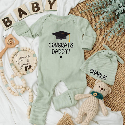 Congrats Daddy Baby Bodysuit Graduation Gift for New Dad from Baby Black Cap Yellow Tassel Newborn Romper First Father's Day Outfit