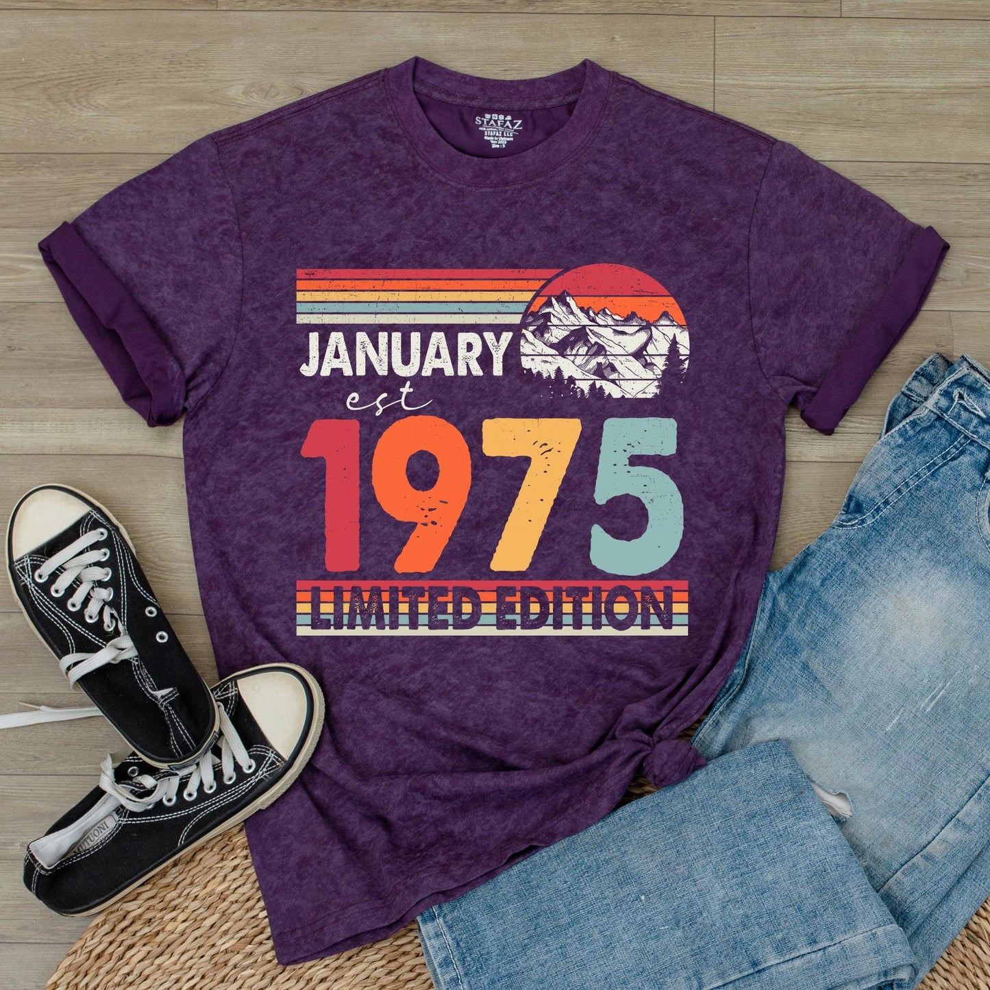 50th Birthday Shirt for Women & Men: 1975 Vintage Tee Gift, Fifties Bday Party Number Shirt, Retro Gift, Comfortable