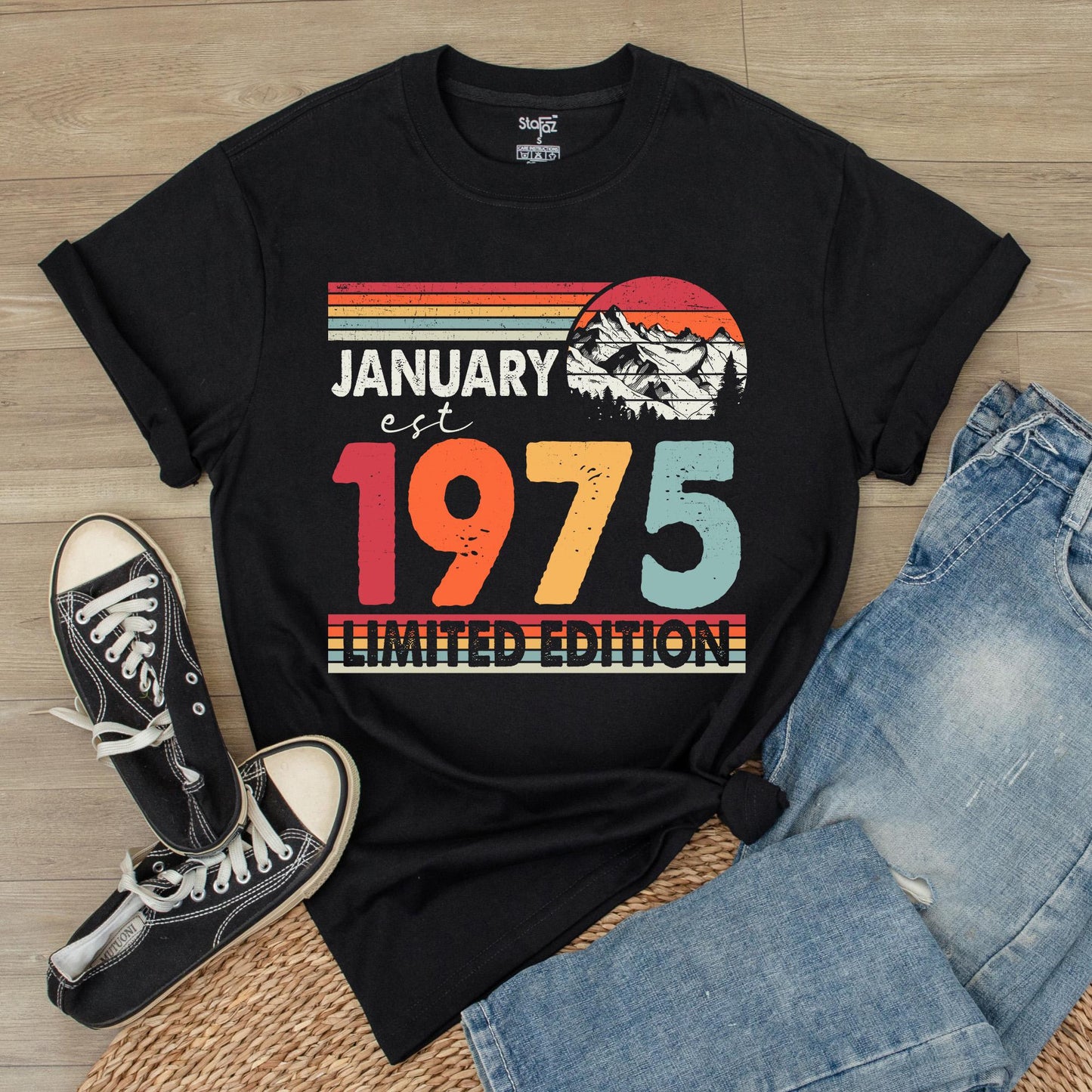 50th Birthday Shirt for Women & Men: 1975 Vintage Tee Gift, Fifties Bday Party Number Shirt, Retro Gift, Comfortable