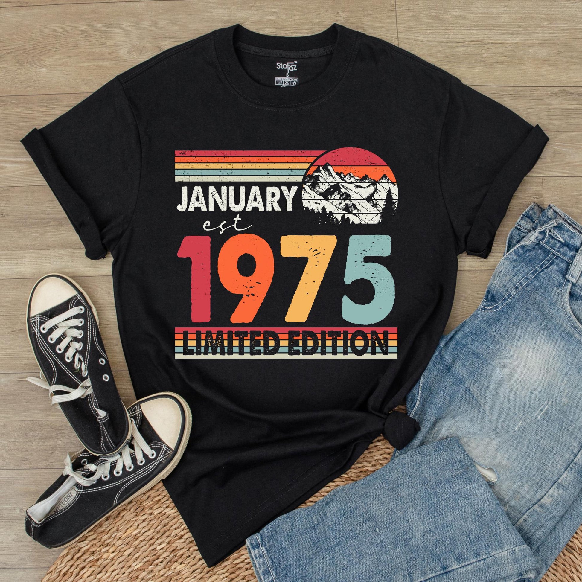 50th Birthday Shirt for Women & Men: 1975 Vintage Tee Gift, Fifties Bday Party Number Shirt, Retro Gift, Comfortable