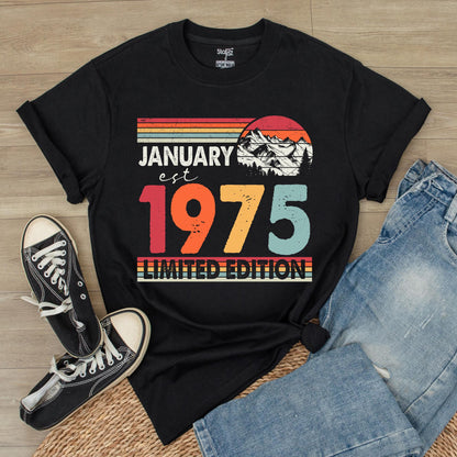 50th Birthday Shirt for Women & Men: 1975 Vintage Tee Gift, Fifties Bday Party Number Shirt, Retro Gift, Comfortable