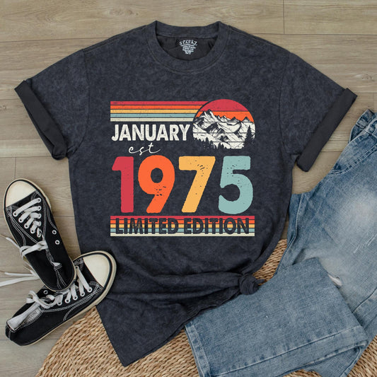 50th Birthday Shirt for Women & Men: 1975 Vintage Tee Gift, Fifties Bday Party Number Shirt, Retro Gift, Comfortable