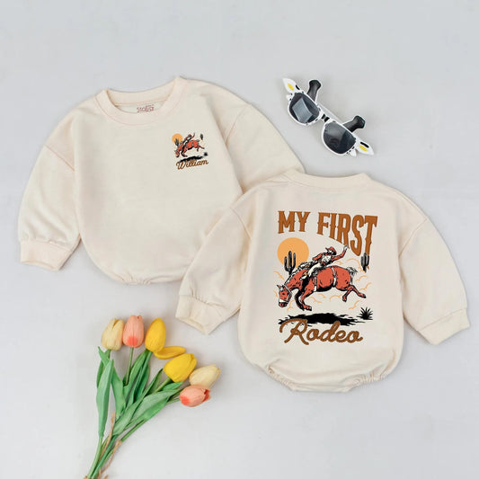 Personalized My First Rodeo Romper | Western Cowboy Baby Outfit Gift, Toddler Cowboy Cowgirl Rodeo Clothes, Rustic Baby Gift