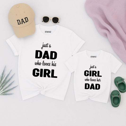 Just a Dad Who Loves His Girl Matching Shirt Set: Daddy and Me Father's Day Gift for Daughter, Cute Tee