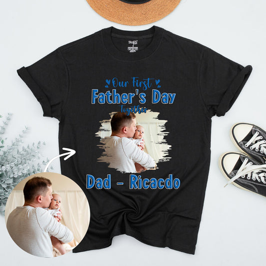 Custom Photo & Name Daddy and Me Shirt for First Father’s Day Gift Sweet Matching Outfit for Baby Boy Fun Daddy Memories