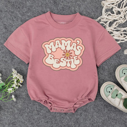 Mama's Bestie Romper, Retro Baby Bodysuit for Cool Moms! Playful Newborn Outfit, I Love Mom Gift, Vintage Little Girl Clothes, Big Sister Style 139 chars