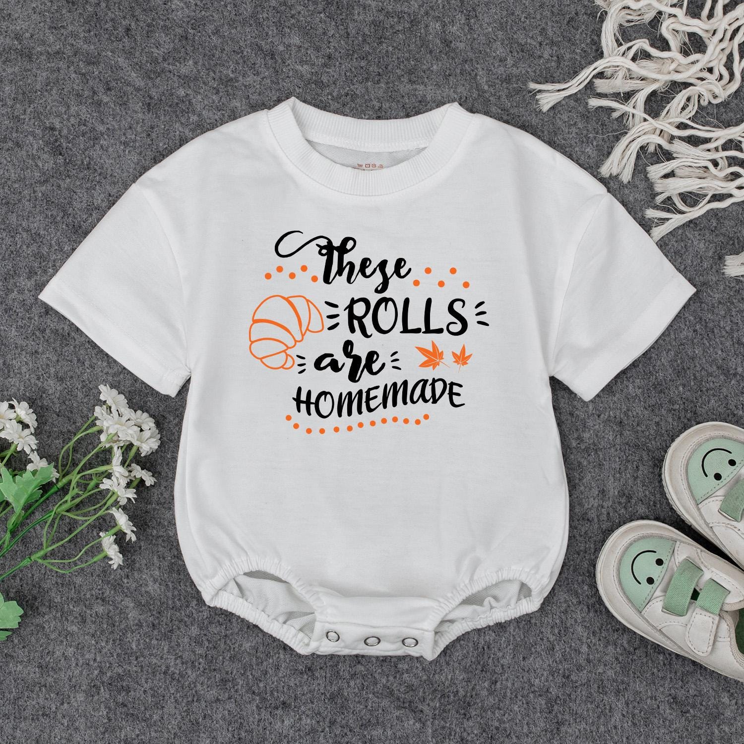 Homemade Rolls Fall Baby Outfit, Pumpkin Newborn Bubble Romper, Thanksgiving Bodysuit, Playful Autumn Kid Sweatshirt, Spooky Babe Clothes, Gift 139