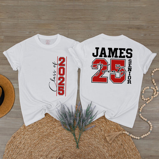 Custom Class of 2025 Senior Shirt Personalized Name and Year High School Graduation Gift for Graduate Student Group Tees