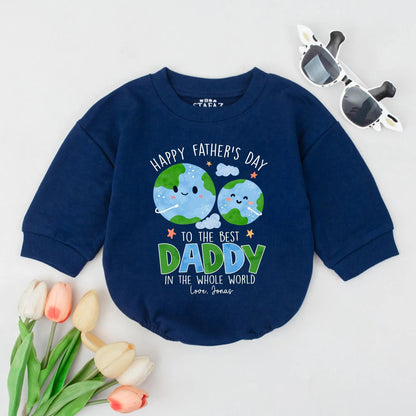 Personalized Fathers Day Bubble Romper Best Daddy in the World Bodysuit Cute Baby Outfit for Boys Girls First Fathers Day