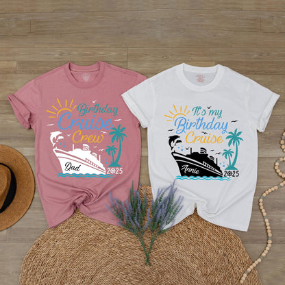 It's My Birthday Cruise Shirt Womens Bday Crew Party Top for Family Cruise Vacation 2025 Group Celebration Gift Comfortable Cotton Tee