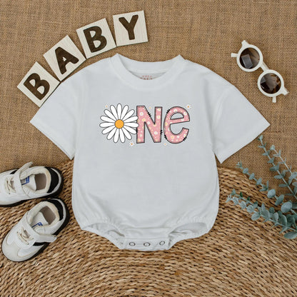 Personalized Daisy 1st Birthday Romper for Baby Girl, Wildflower Wild ONE Bodysuit, First Birthday Outfit, Custom Cake Smash