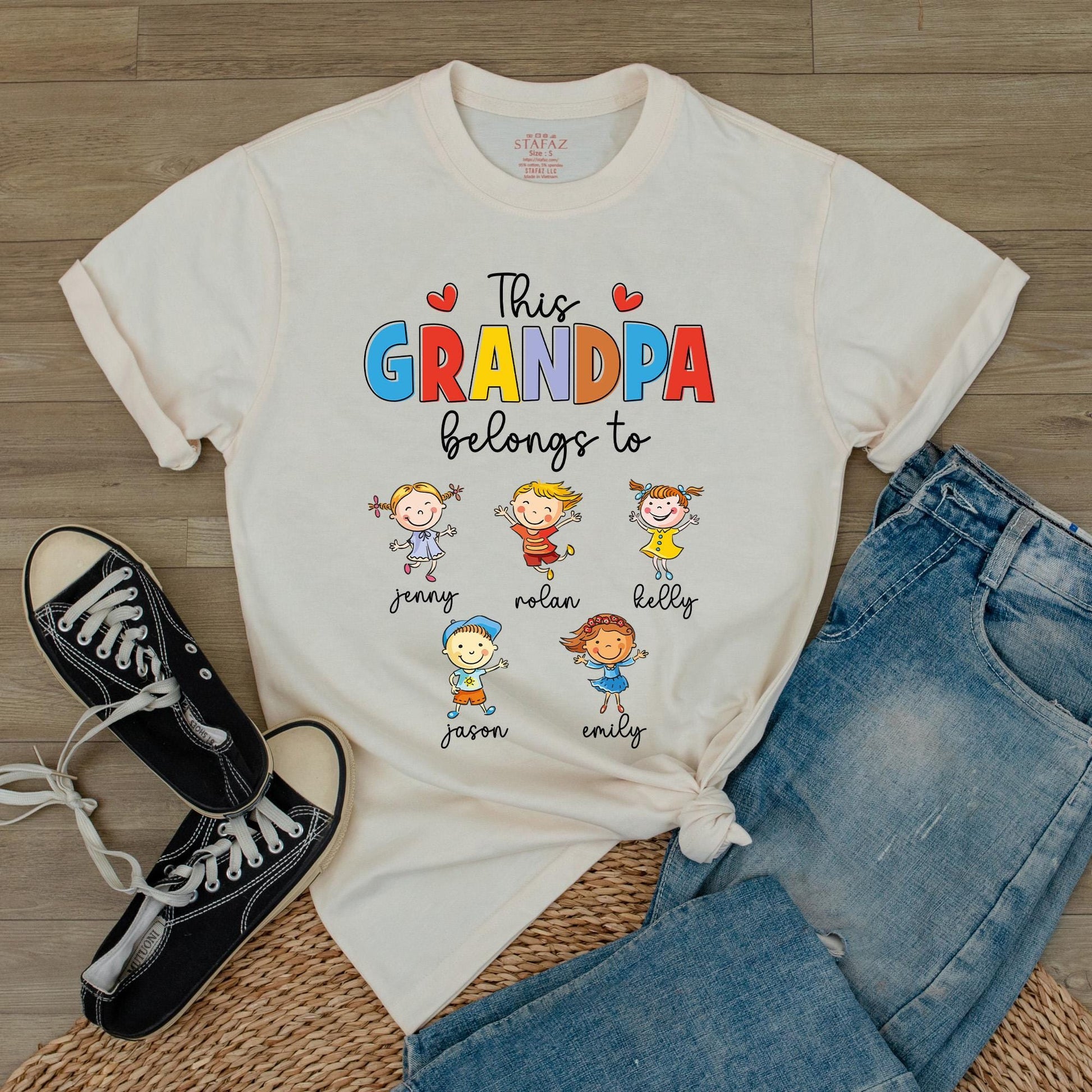 Custom Grandpa Shirt Best Grandpa Ever Belongs To Grandchild Name Tee Father's Day Gift