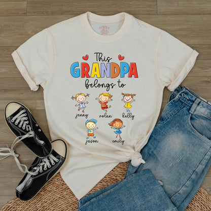 Custom Grandpa Shirt Best Grandpa Ever Belongs To Grandchild Name Tee Father's Day Gift