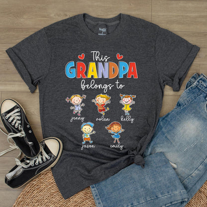 Custom Grandpa Shirt Best Grandpa Ever Belongs To Grandchild Name Tee Father's Day Gift