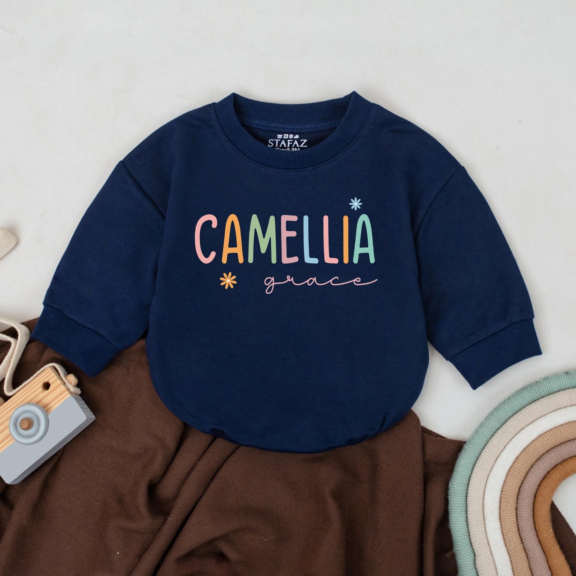 Custom Pastel Name Bubble Romper for Baby Girls a Soft Personalized Newborn Keepsake and Unique Baby Shower Gift
