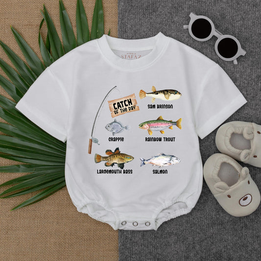 Catch of the Day Baby Romper Funny Fishing Outfit for Baby Boy Summer Romper First Fish Buddy Gift