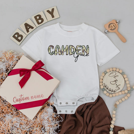 Mallard Duck Custom Name Baby Romper Outdoor Nature Camo Bubble Outfit Personalized Summer Duck Theme Baby Boy Clothes