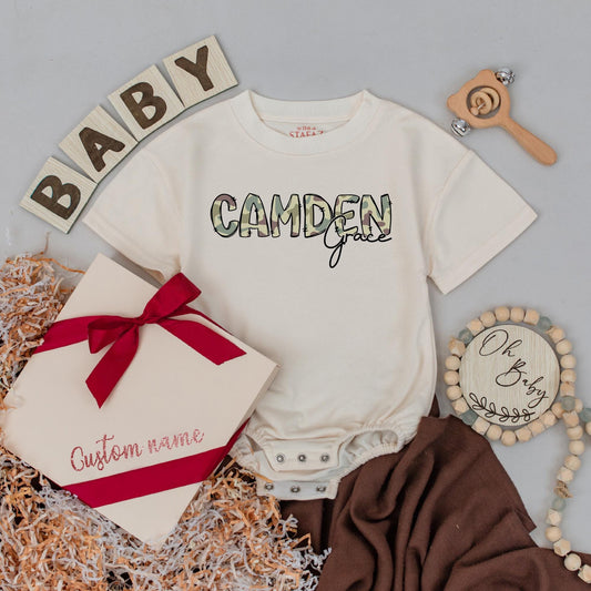 Mallard Duck Custom Name Baby Romper Outdoor Nature Camo Bubble Outfit Personalized Summer Duck Theme Baby Boy Clothes