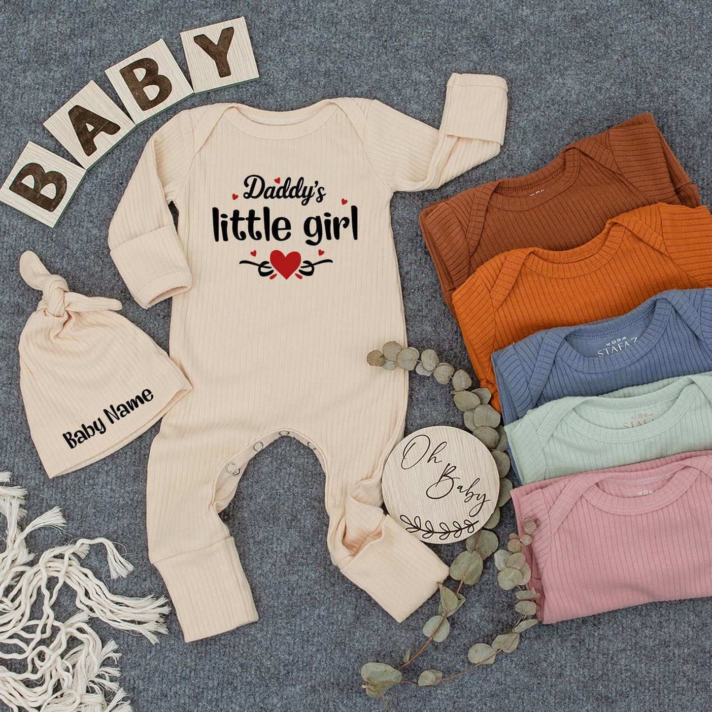 Personalized Daddy's Little Lady Bodysuit Cute Daddys Girl Coming Home Outfit Newborn Baby Clothes Fathers Day Gift Baby Shower