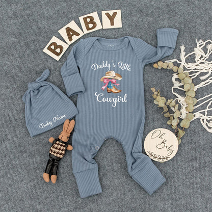 Daddy's Little Cowgirl Baby Bodysuit Custom Cowboy Boots Design Father's Day Gift Coming Home Outfit I Love Daddy Baby Girl