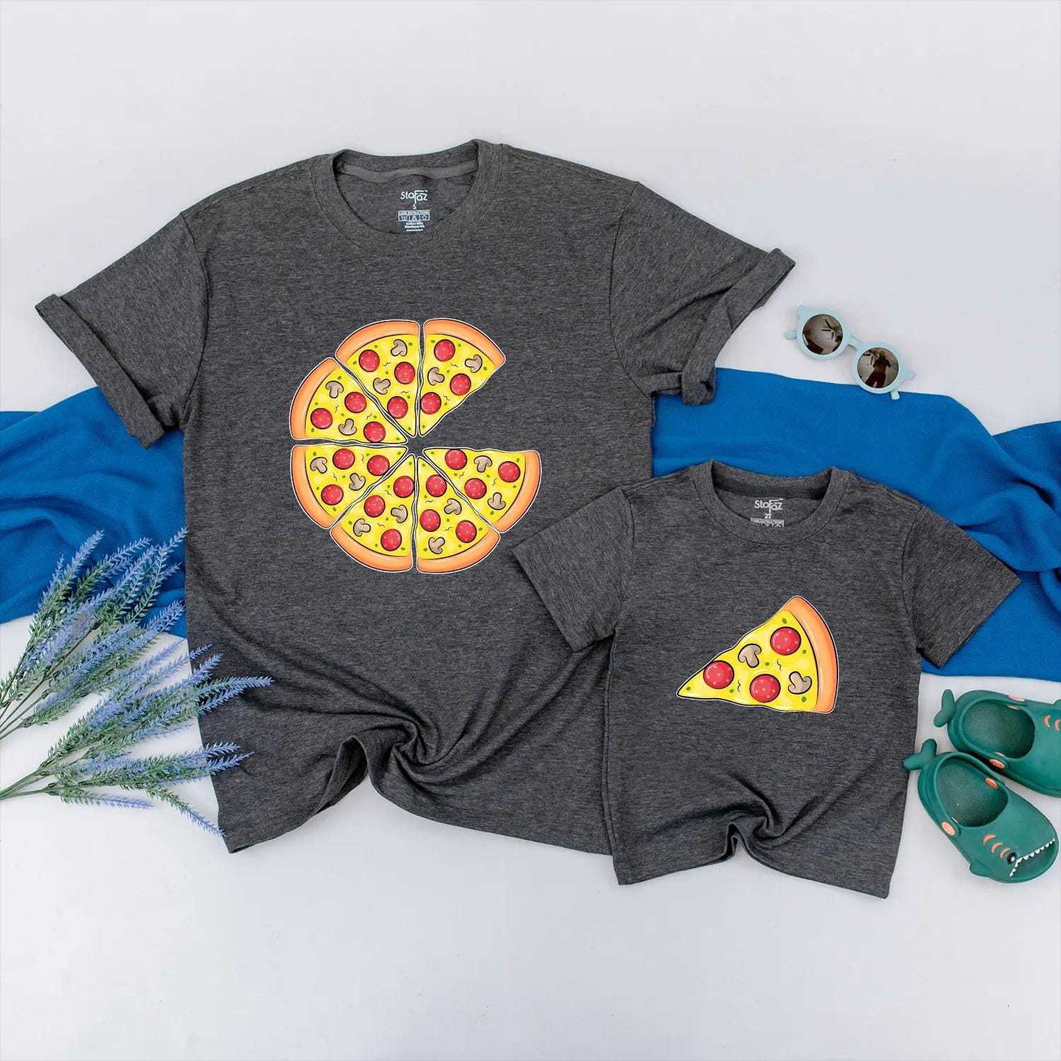 Matching Pizza Slice Dad and Me Shirts - Funny Family Pizza Outfits for Father's Day Gifts, Daddy & Kid T-Shirts
