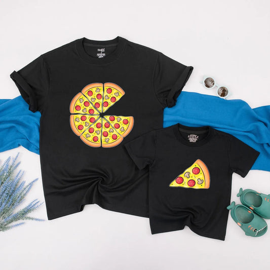 Matching Pizza Slice Dad and Me Shirts - Funny Family Pizza Outfits for Father's Day Gifts, Daddy & Kid T-Shirts