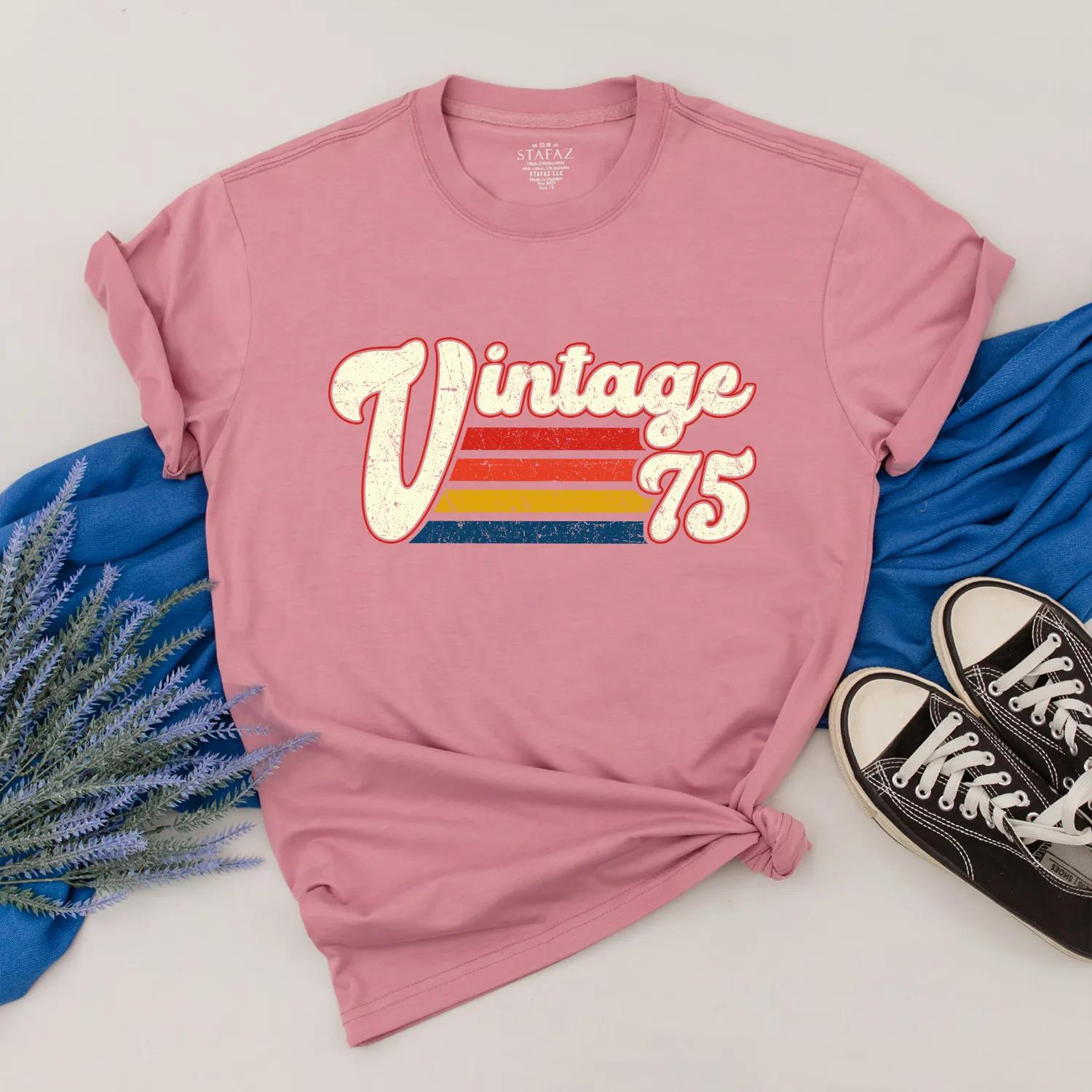 Vintage 1975 Birthday Shirt for Men & Women - Retro 50th Gift, Classic Distressed Design, Custom Year Tee