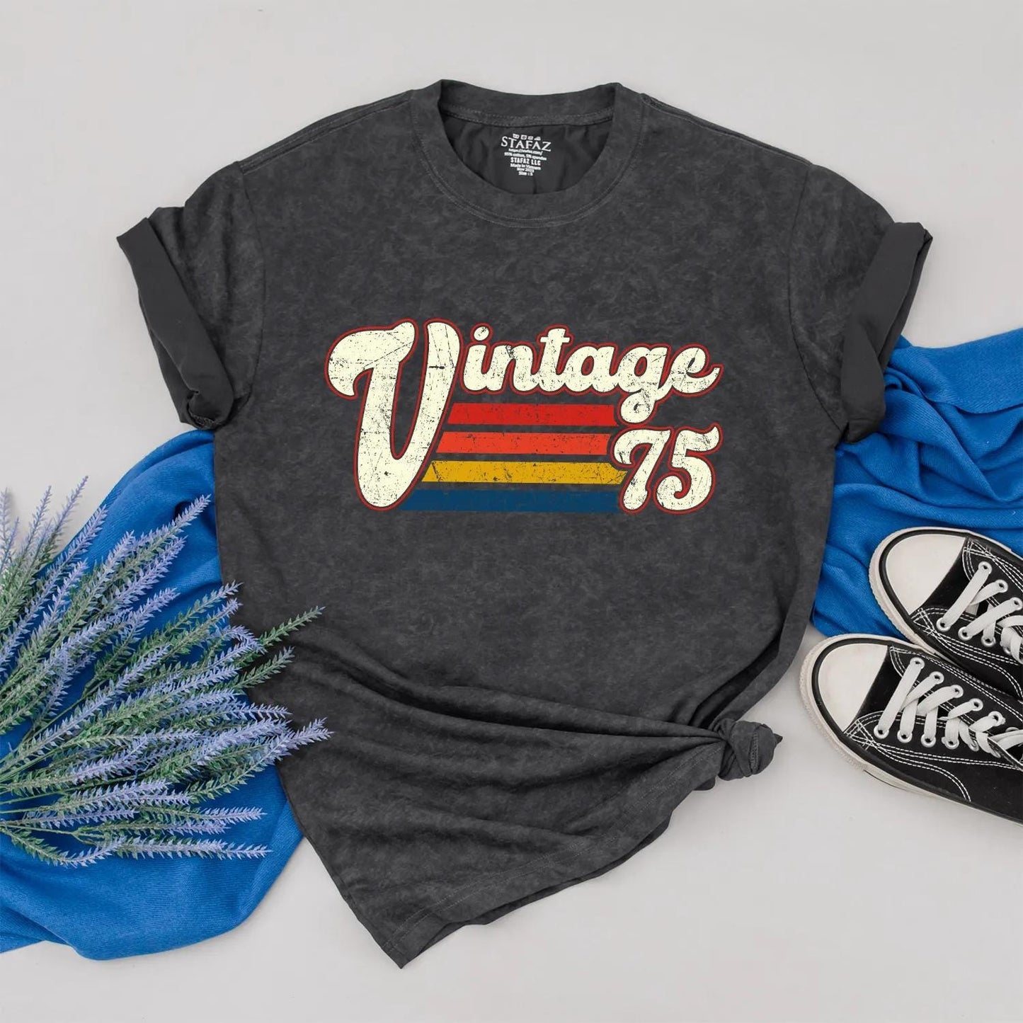 Vintage 1975 Birthday Shirt for Men & Women - Retro 50th Gift, Classic Distressed Design, Custom Year Tee