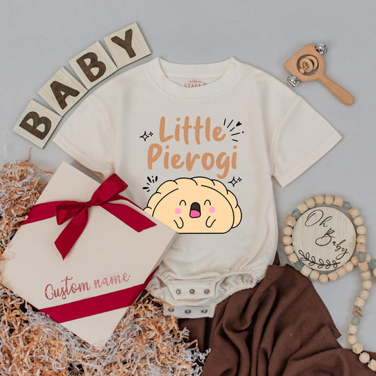 Little Pierogi Baby Romper Cute Food Outfit Mommy’s Lil Pierogi Newborn Birth Announcement Gift Bodysuit