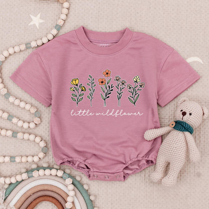 Little Wildflower Baby Romper with Delicate Floral Design Cute Baby Girl Outfit Newborn Gift Natural Simple Boho Style
